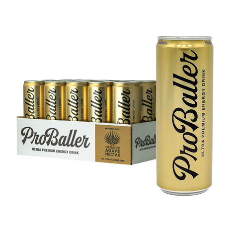 ProBaller Original energy drink can and case