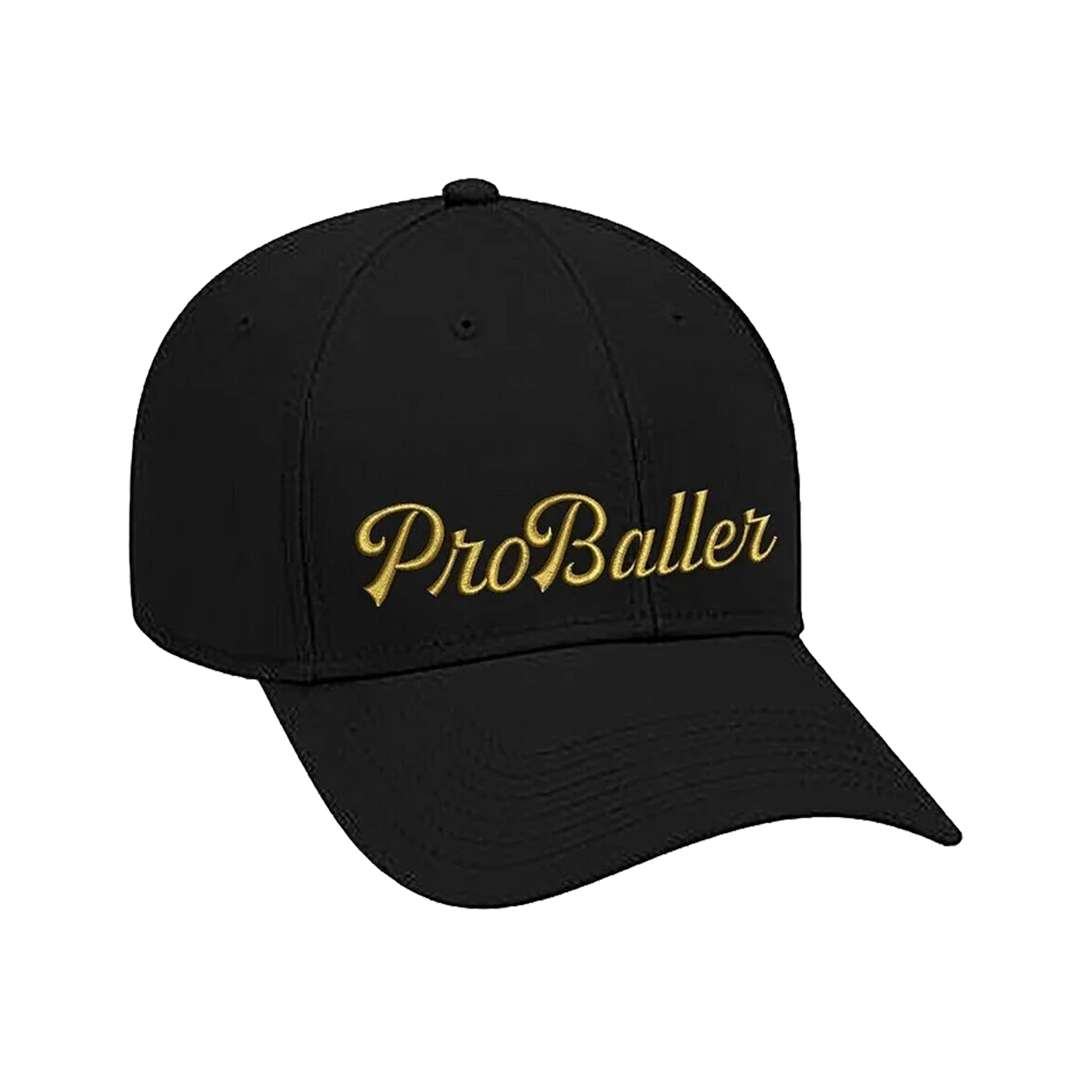 Black cap with 'ProBaller' embroidered in gold