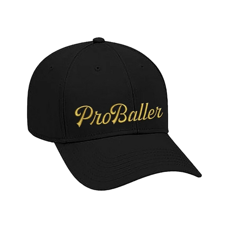 Black cap with 'ProBaller' embroidered in gold