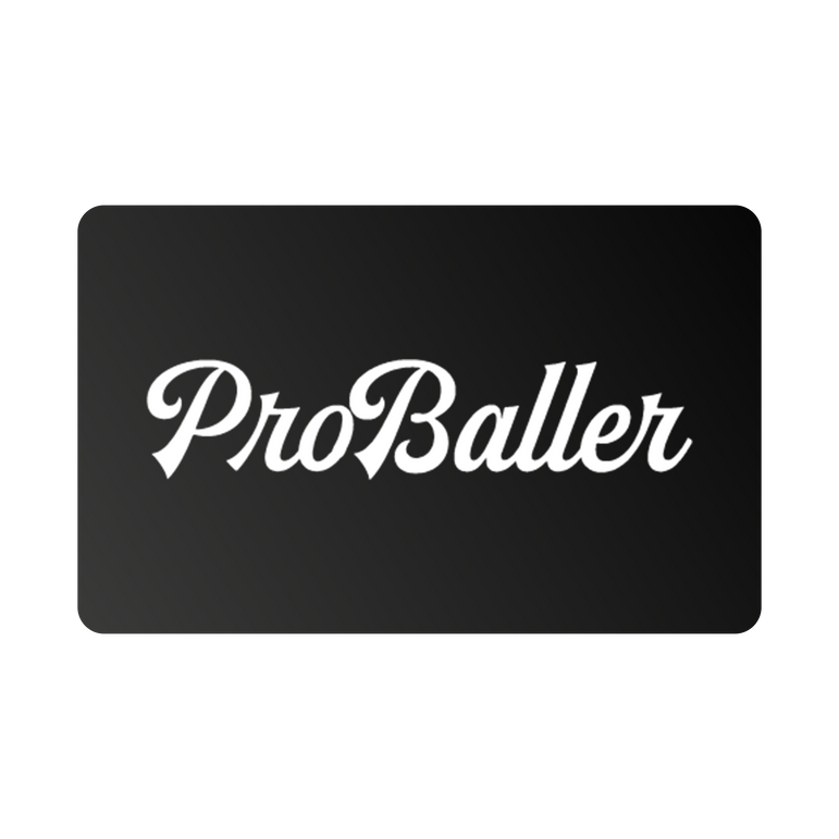 Black gift card with 'ProBaller' text in white