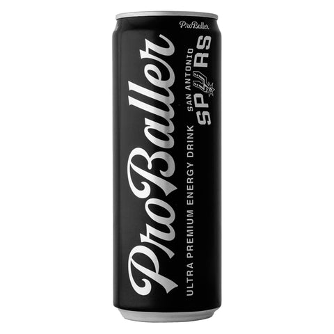 ProBaller Spurs Edition energy drink can on a white background